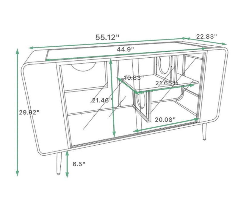 55.12 "Spacious Cat House with Tempered Glass, for Living Room, Hallway, Study and Other Spaces (White,Black)