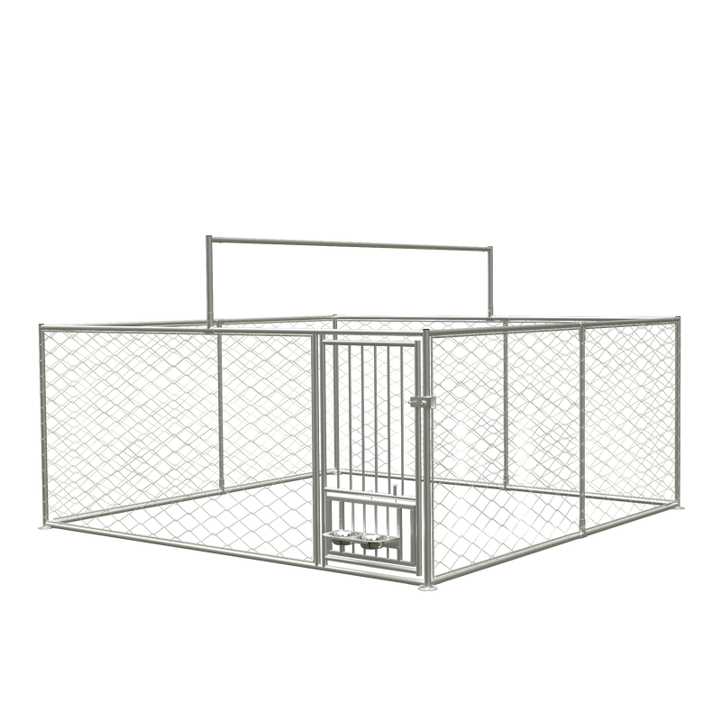 Large outdoor kennel, heavy duty outdoor fenced dog cage with swivel feeder, outdoor dog playpen with waterproof UV protection cover and safety lock,10' W x 10' D x 5' H.