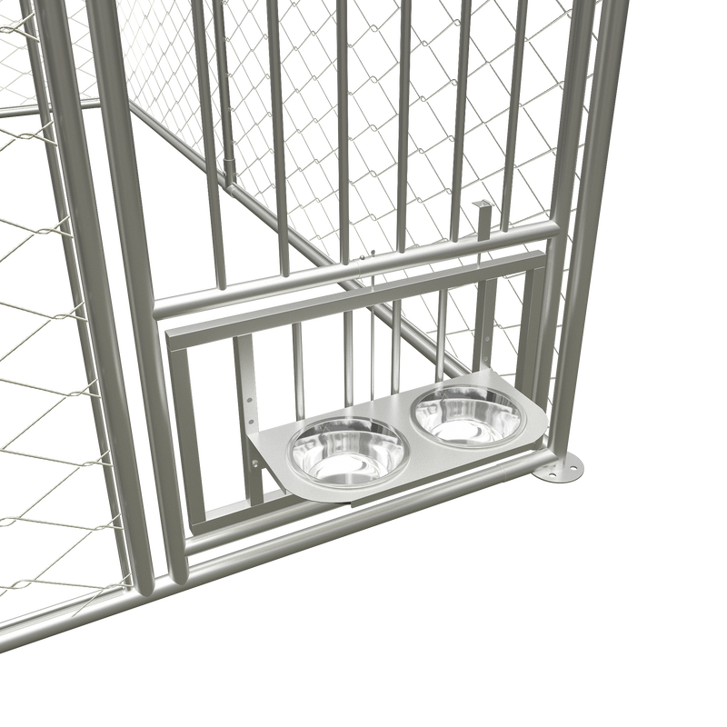 Large outdoor kennel, heavy duty outdoor fenced dog cage with swivel feeder, outdoor dog playpen with waterproof UV protection cover and safety lock,10' W x 10' D x 5' H.