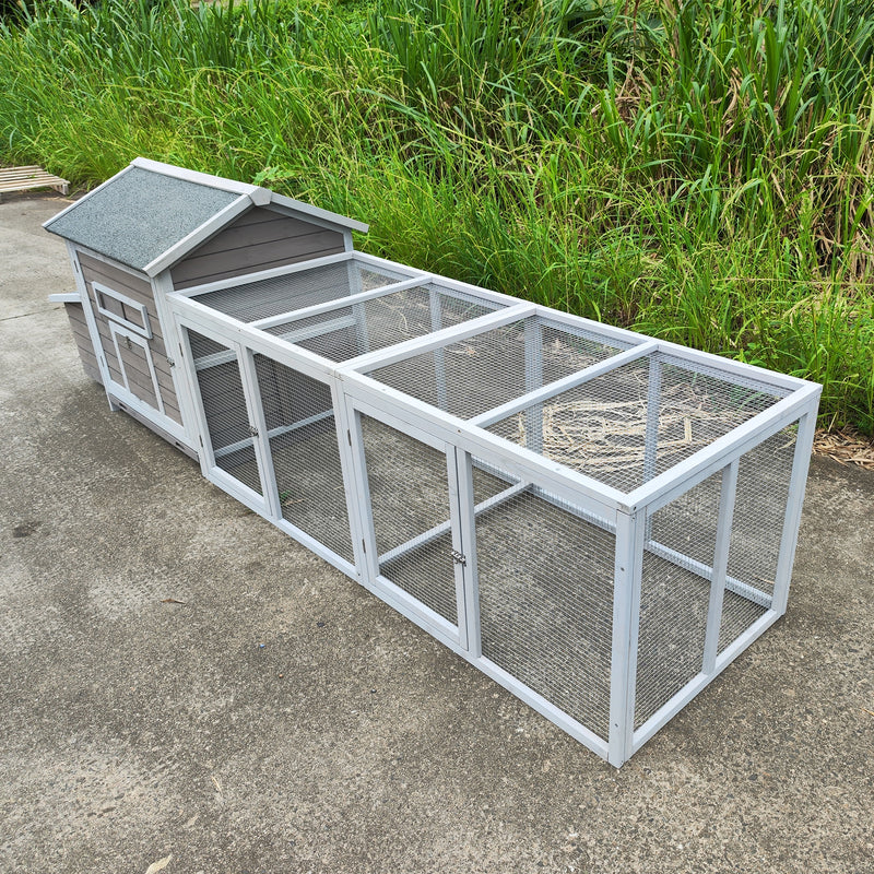 118"Wooden Chicken Coop Outdoor Hen House Poultry Cage with Free-range Doors, Nesting Box,Leakproof Pull-on Tray