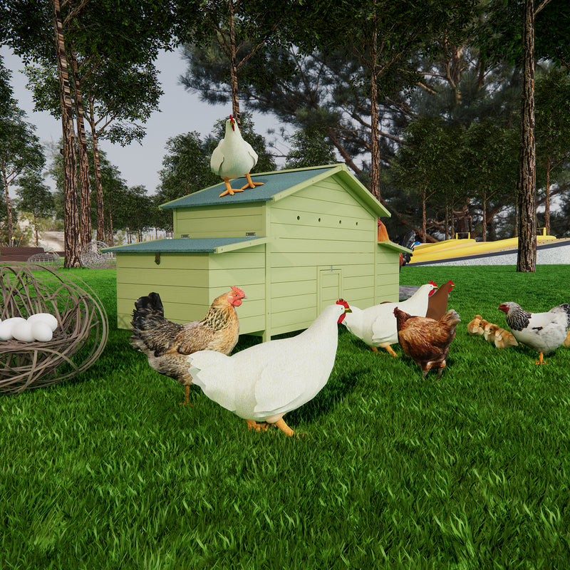 11.12 ft² Large Wooden Chicken Coop Outdoor Hen House Poultry Cage with 2 Free-range Doors ,2 Nesting Boxes,chicken perch inside