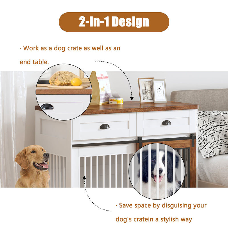Heavy Duty Furniture style dog cage, wooden dog cage, double door dog cage, side cabinet dog cage