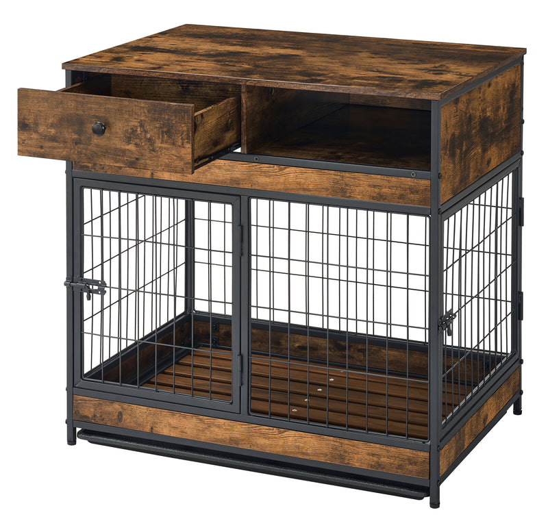 Furniture Dog Cage Crate with Double Doors ,Rustic Brown