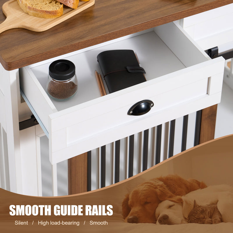 Heavy Duty Furniture style dog cage, wooden dog cage, double door dog cage, side cabinet dog cage