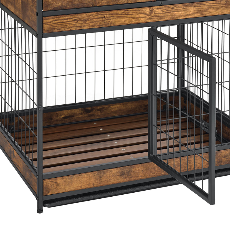 Furniture Dog Cage Crate with Double Doors ,Rustic Brown