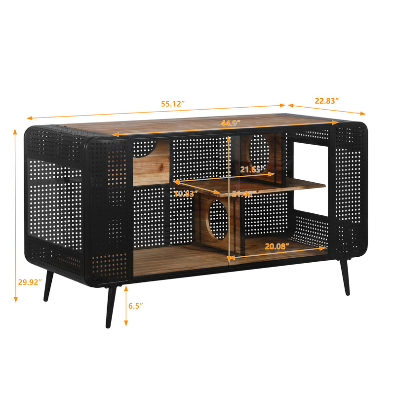 55.12 "Spacious Cat House with Tempered Glass, for Living Room, Hallway, Study and Other Spaces (White,Black)