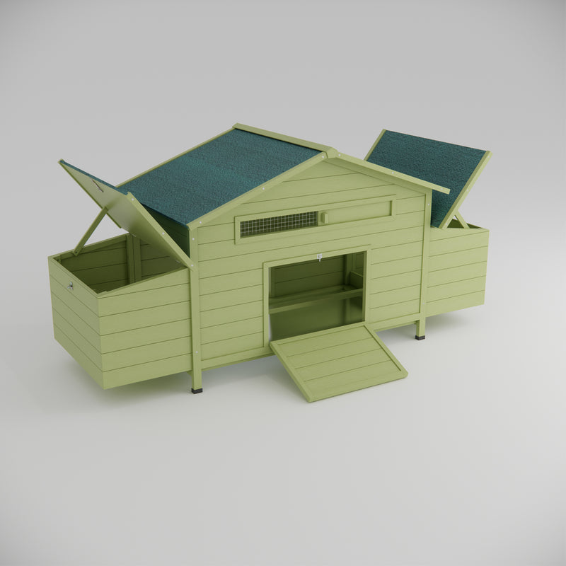 11.12 ft² Large Wooden Chicken Coop Outdoor Hen House Poultry Cage with 2 Free-range Doors ,2 Nesting Boxes,chicken perch inside