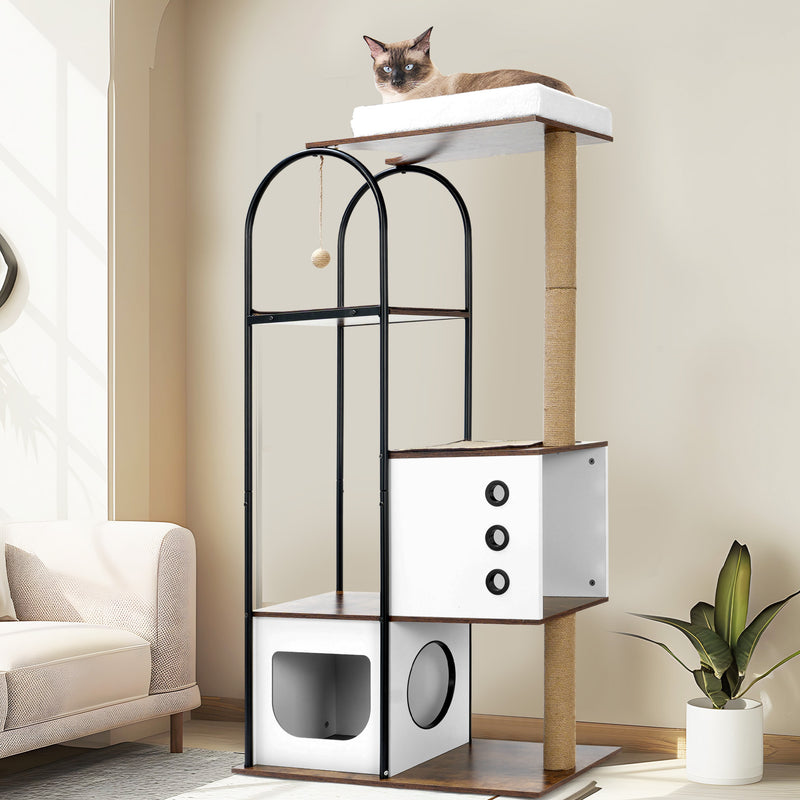 Cat Climbing Frame,Cat Tree,Modern Cat Tower, Multi-Level Cat Condo with 1 Caves,2 Scratching Posts,Perch,for Indoor Cats