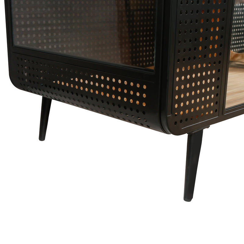 55.12 "Spacious Cat House with Tempered Glass, for Living Room, Hallway, Study and Other Spaces (White,Black)