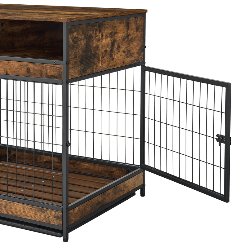 Furniture Dog Cage Crate with Double Doors ,Rustic Brown