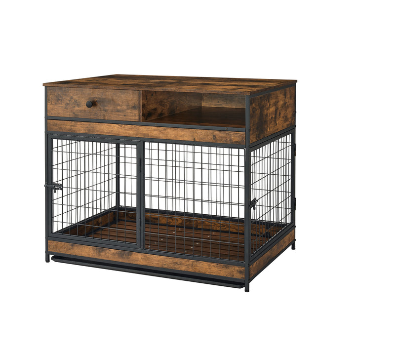 Furniture Dog Cage Crate with Double Doors ,Rustic Brown