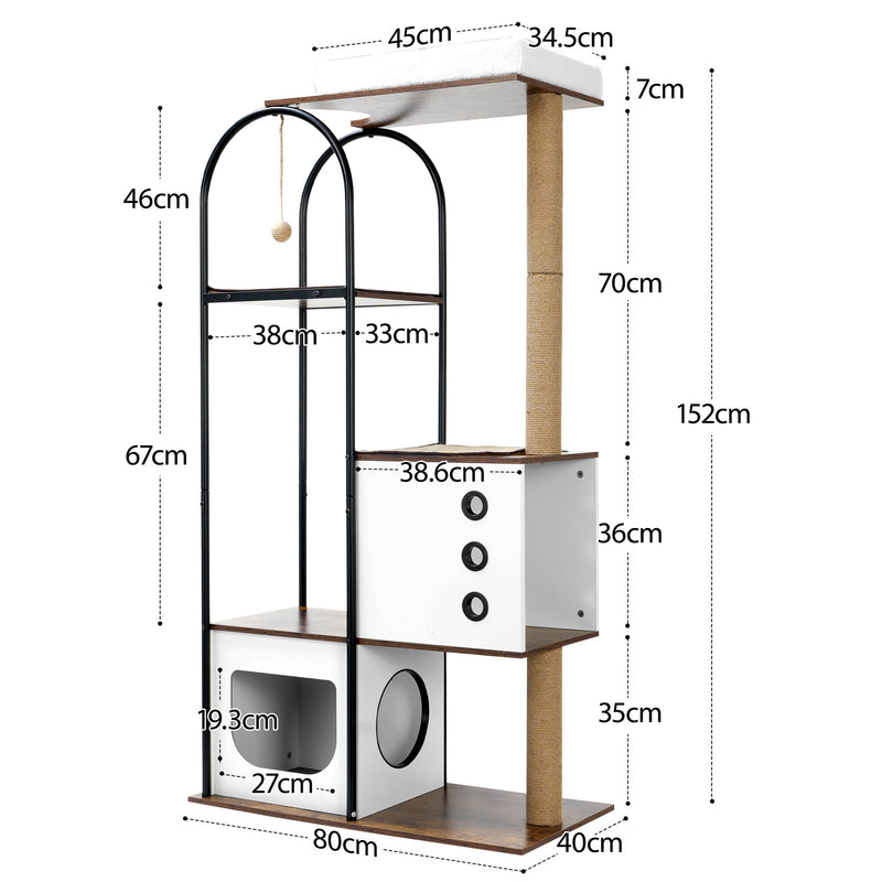 Cat Climbing Frame,Cat Tree,Modern Cat Tower, Multi-Level Cat Condo with 1 Caves,2 Scratching Posts,Perch,for Indoor Cats