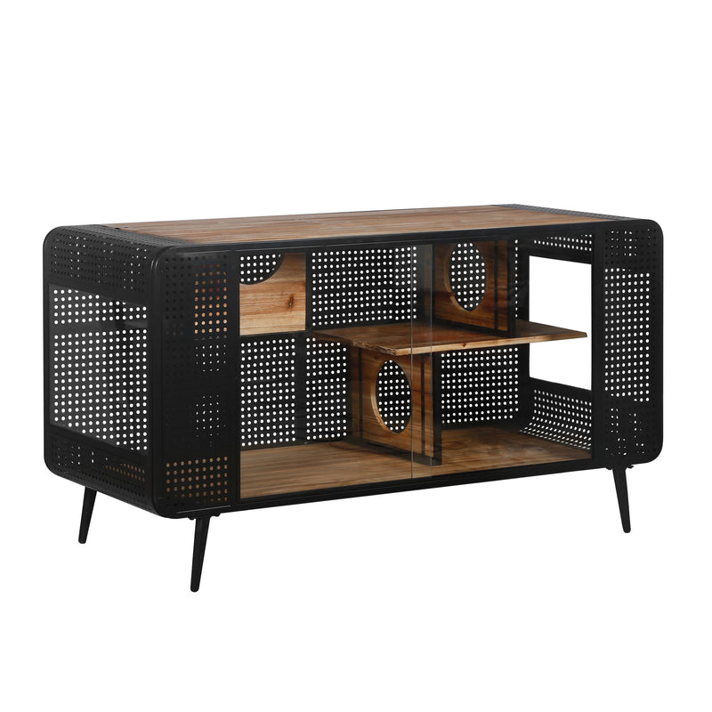 55.12 "Spacious Cat House with Tempered Glass, for Living Room, Hallway, Study and Other Spaces (White,Black)