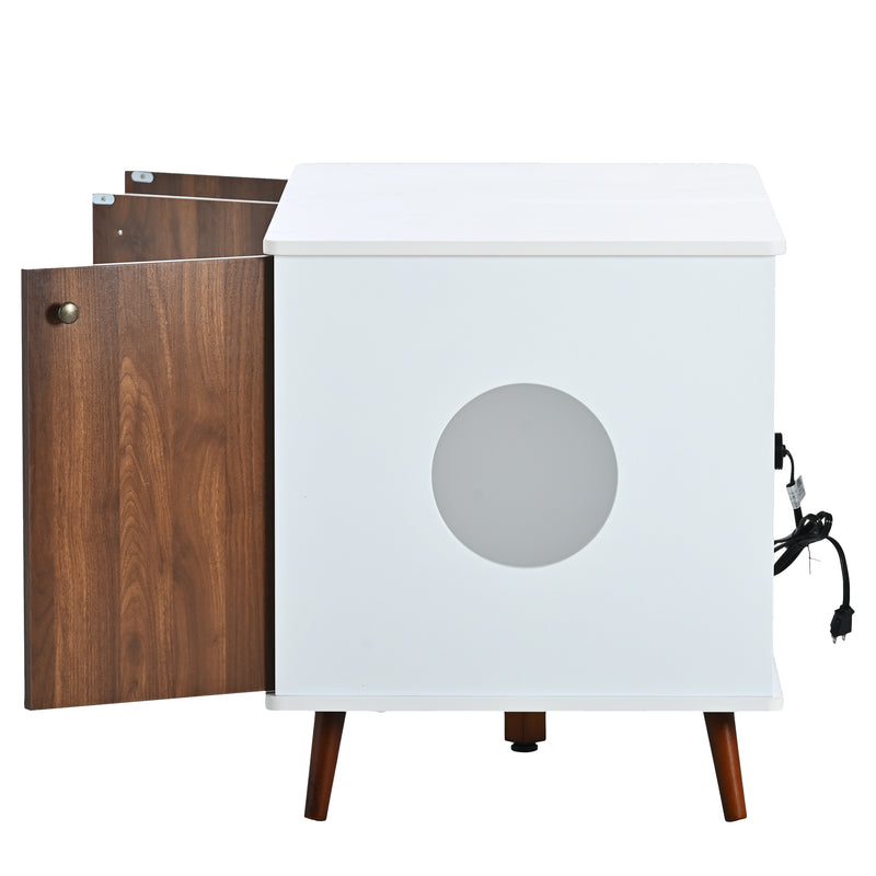 Cat Litter Box Furniture with Hidden Plug, 3 Doors,Indoor Cat Washroom Storage Bench Side Table Cat House, Large Wooden Enclused Litter Box House