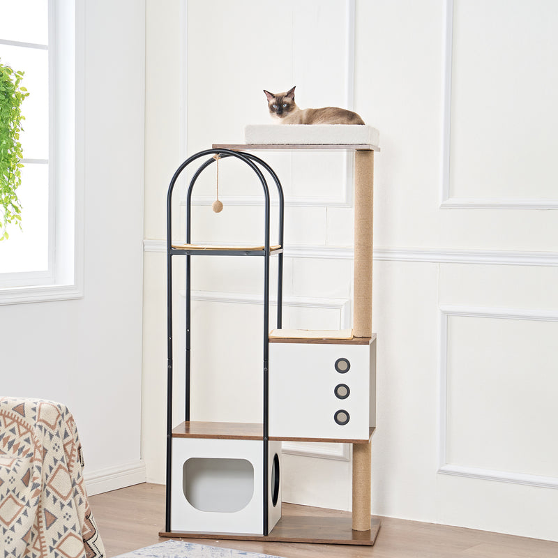 Cat Climbing Frame,Cat Tree,Modern Cat Tower, Multi-Level Cat Condo with 1 Caves,2 Scratching Posts,Perch,for Indoor Cats