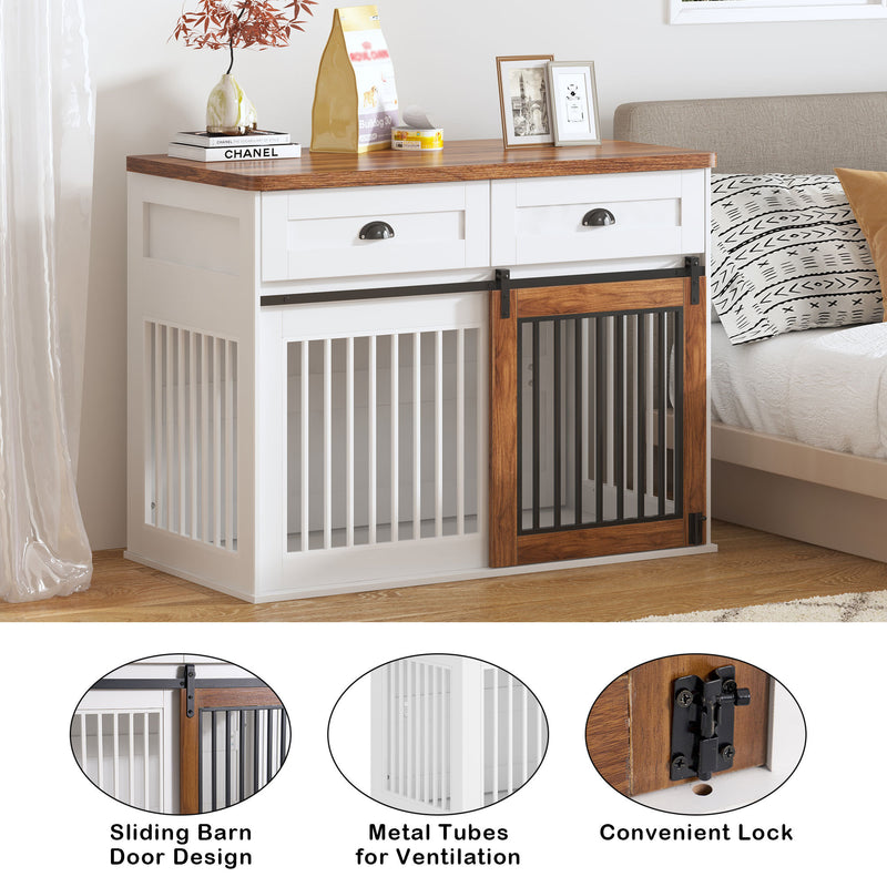 Heavy Duty Furniture style dog cage, wooden dog cage, double door dog cage, side cabinet dog cage