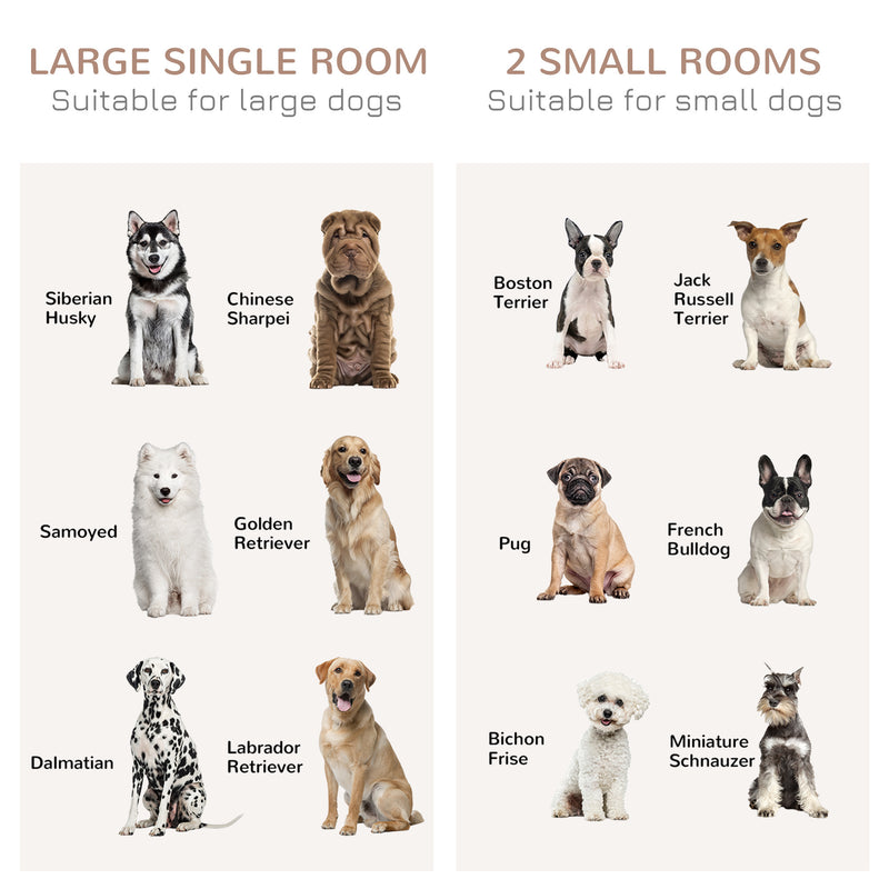 Dog Crate Furniture with Divider, Dog Crate End Table for Small to Large Dogs, Large Indoor Dog Kennel with Double Doors, 47"W x 23.5"D x 35"H, White