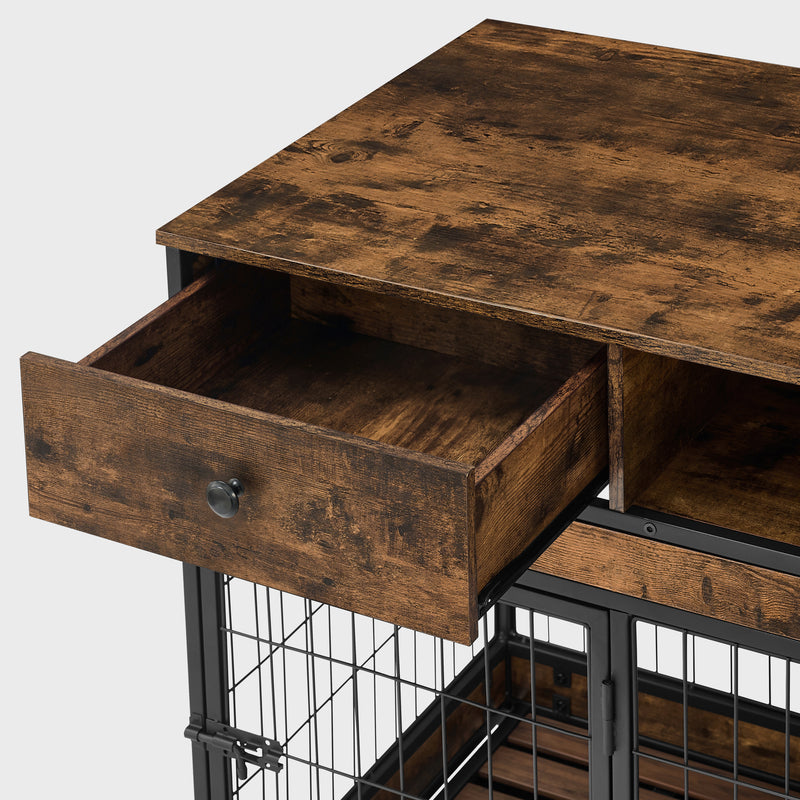 Furniture Dog Cage Crate with Double Doors ,Rustic Brown