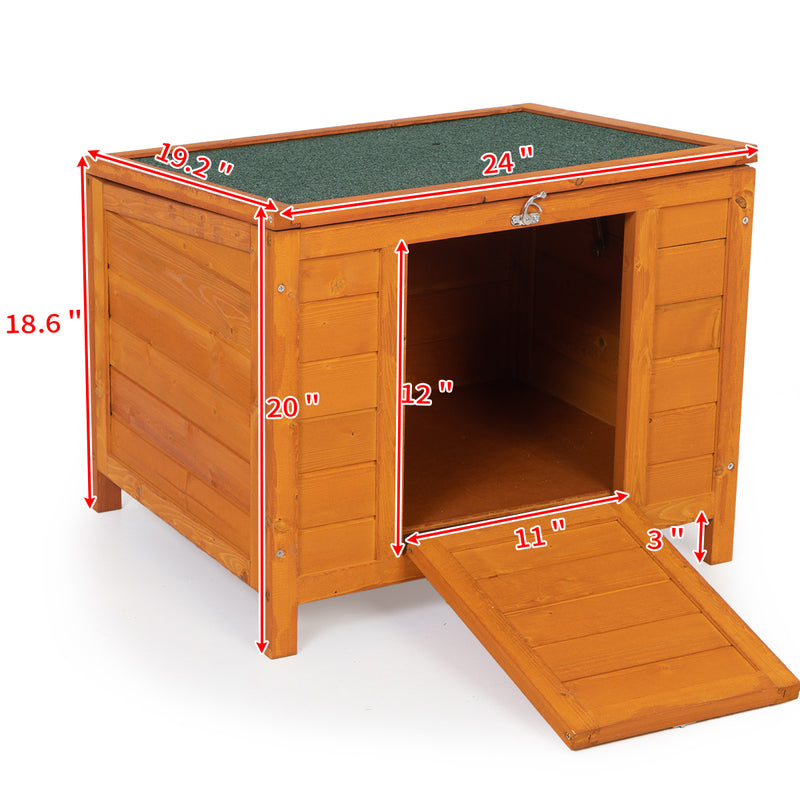 Small Wood Rabbit Hutch Bunny Cage, Raised Cat House with Ladder for Small Animals