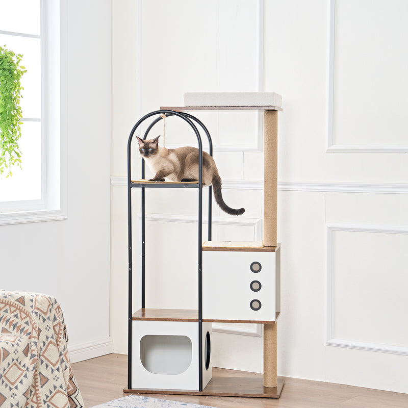 Cat Climbing Frame,Cat Tree,Modern Cat Tower, Multi-Level Cat Condo with 1 Caves,2 Scratching Posts,Perch,for Indoor Cats