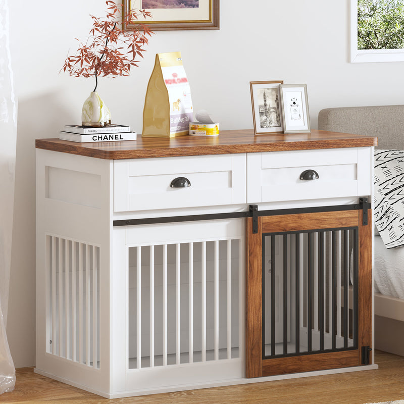 Heavy Duty Furniture style dog cage, wooden dog cage, double door dog cage, side cabinet dog cage