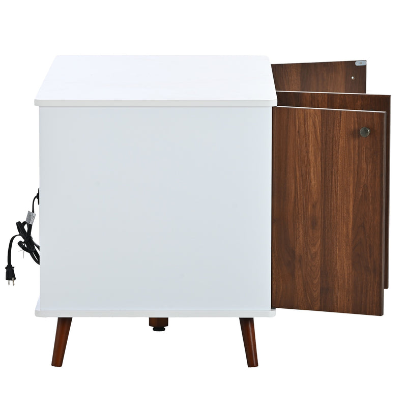 Cat Litter Box Furniture with Hidden Plug, 3 Doors,Indoor Cat Washroom Storage Bench Side Table Cat House, Large Wooden Enclused Litter Box House