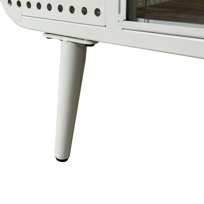 55.12 "Spacious Cat House with Tempered Glass, for Living Room, Hallway, Study and Other Spaces (White,Black)