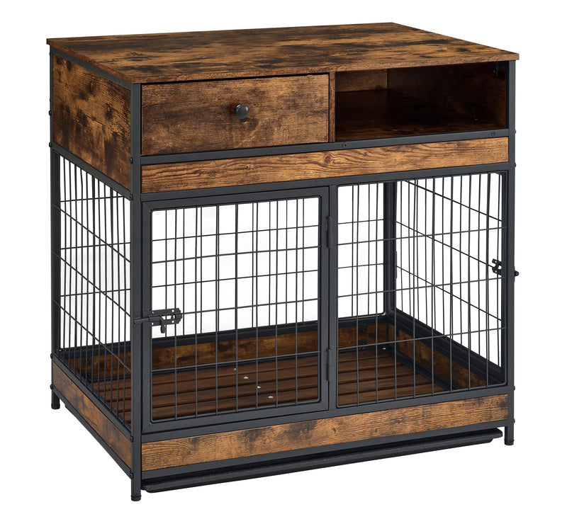 Furniture Dog Cage Crate with Double Doors ,Rustic Brown