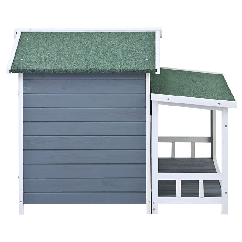47.2" Large Wooden Dog House Outdoor, Outdoor & Indoor Dog Crate, Cabin Style, With Porch, 2 Doors, Gray And Green
