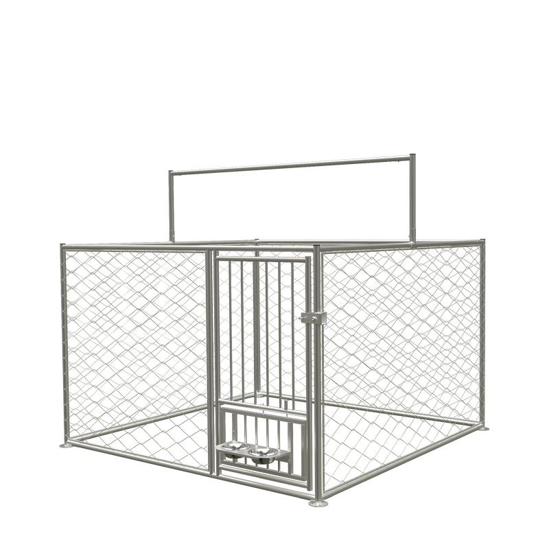 Large outdoor kennel, heavy duty outdoor fenced dog cage with swivel feeder, outdoor dog playpen with waterproof UV protection cover and safety lock,6.67'w x 6.67'd x 5'h
