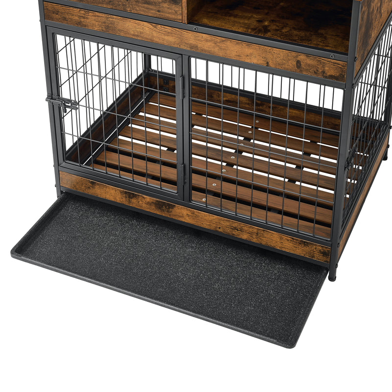 Furniture Dog Cage Crate with Double Doors ,Rustic Brown