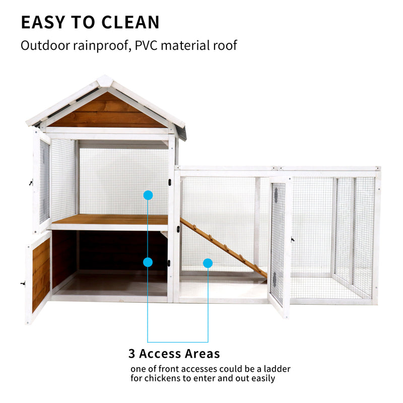 77"Large outdoor chicken coop Wooden chicken coop, duck coop with nest box, bird cage, rabbit cage - waterproof PVC board ( yellow brown gradient 80°)L