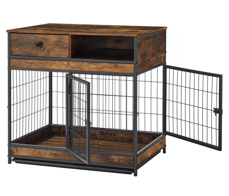 Furniture Dog Cage Crate with Double Doors ,Rustic Brown