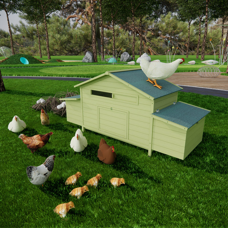 11.12 ft² Large Wooden Chicken Coop Outdoor Hen House Poultry Cage with 2 Free-range Doors ,2 Nesting Boxes,chicken perch inside