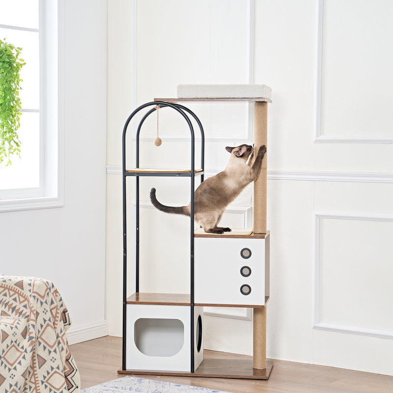 Cat Climbing Frame,Cat Tree,Modern Cat Tower, Multi-Level Cat Condo with 1 Caves,2 Scratching Posts,Perch,for Indoor Cats