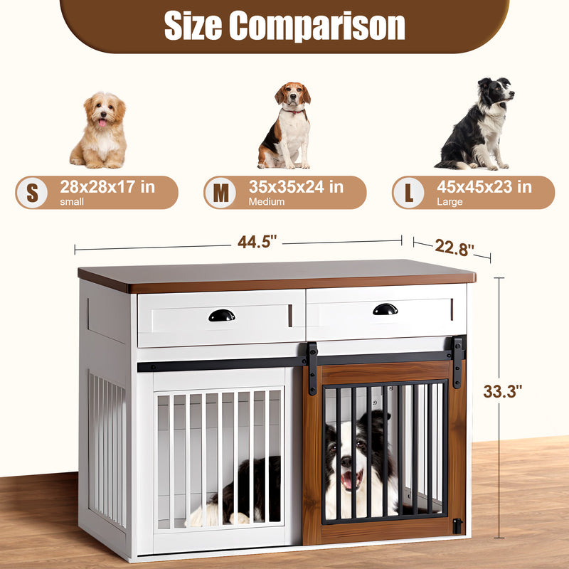Heavy Duty Furniture style dog cage, wooden dog cage, double door dog cage, side cabinet dog cage