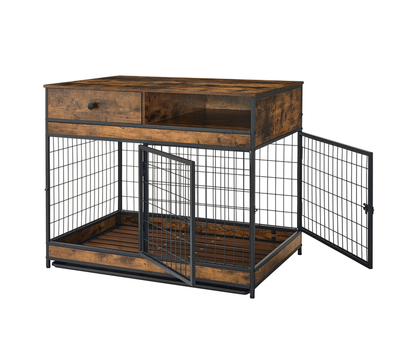Furniture Dog Cage Crate with Double Doors ,Rustic Brown