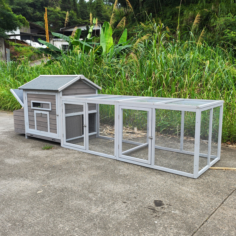 118"Wooden Chicken Coop Outdoor Hen House Poultry Cage with Free-range Doors, Nesting Box,Leakproof Pull-on Tray