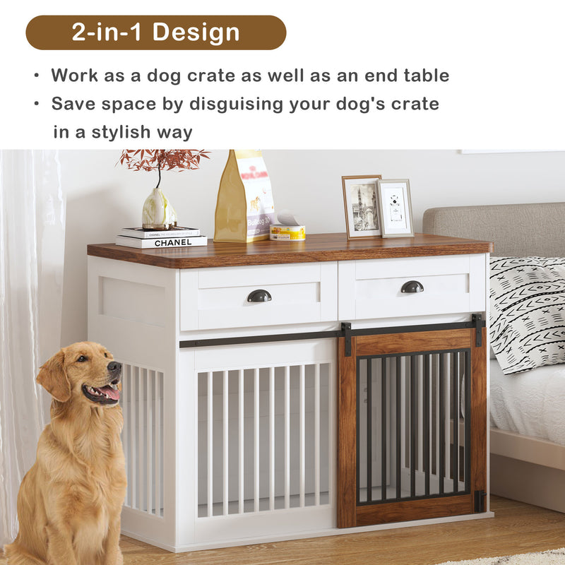Heavy Duty Furniture style dog cage, wooden dog cage, double door dog cage, side cabinet dog cage