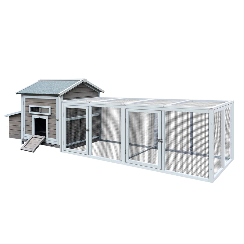 118"Wooden Chicken Coop Outdoor Hen House Poultry Cage with Free-range Doors, Nesting Box,Leakproof Pull-on Tray