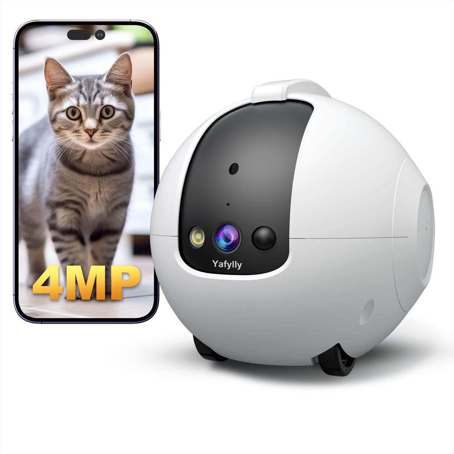 Smart Pet Camera Robot, 4MP Pet Companion Camera with Two-Way Audio, Mobile Pet Monitor for Dogs and Cats, Indoor Home Pet Camera