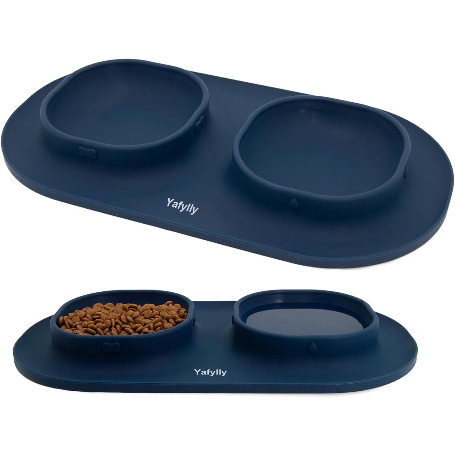 Dog Food and Water Bowls Set with No-Spill Base, Non-Slip Pet Feeding Station for Dogs and Cats, Raised Double Bowl Set for Daily Meals