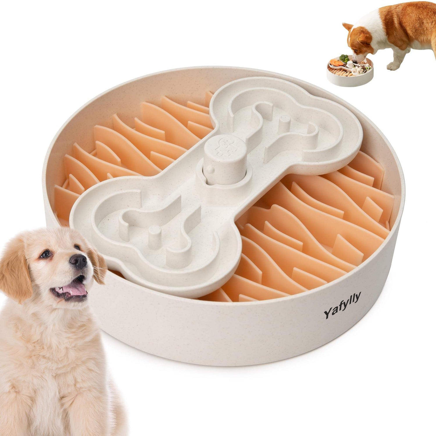 Dog Slow Feeder Bowl, Durable Puzzle Feeding Bowl for Dogs, Interactive Slow Eating Pet Bowl for Daily Meals and Boredom Relief