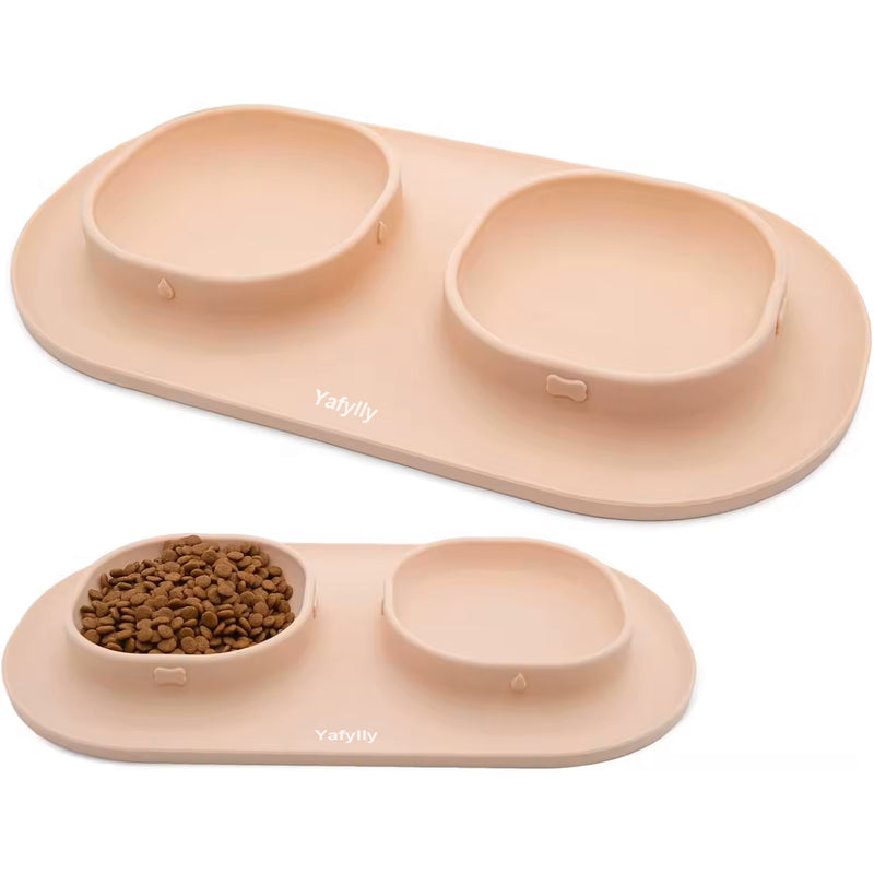 Dog Food and Water Bowls Set with No-Spill Base, Non-Slip Pet Feeding Station for Dogs and Cats, Raised Double Bowl Set for Daily Meals