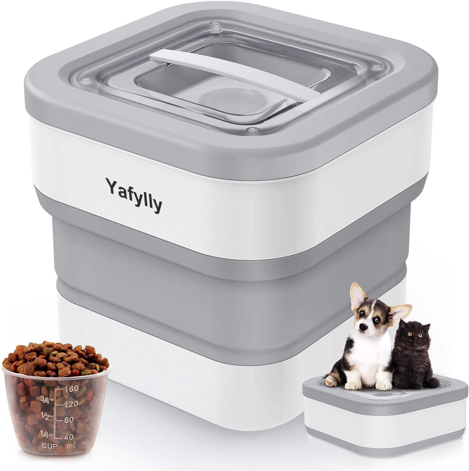 Collapsible Pet Food Storage Container for Dog and Cat Food, Portable Airtight Kibble Bin with Lid for Travel, Camping and Home Use