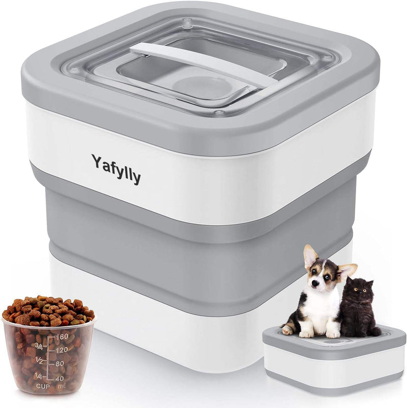 Collapsible Pet Food Storage Container for Dog and Cat Food, Portable Airtight Kibble Bin with Lid for Travel, Camping and Home Use