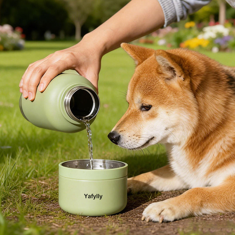 32 oz Insulated Dog Water Bottle with 8 oz Travel Bowl, Leak-Resistant Stainless Steel Pet Water Bottle for Walking, Hiking, Camping and Travel
