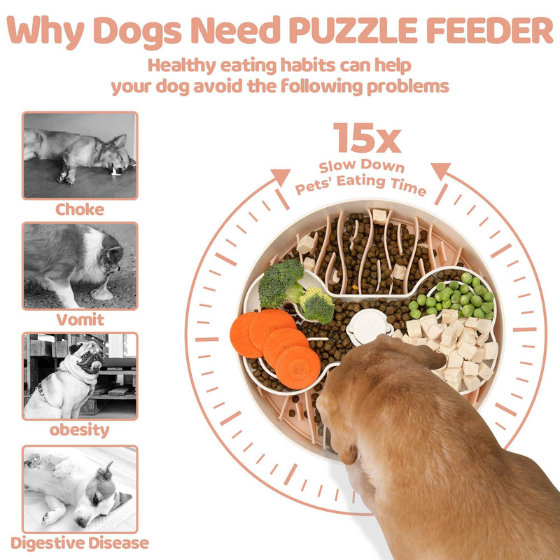 Dog Slow Feeder Bowl, Durable Puzzle Feeding Bowl for Dogs, Interactive Slow Eating Pet Bowl for Daily Meals and Boredom Relief