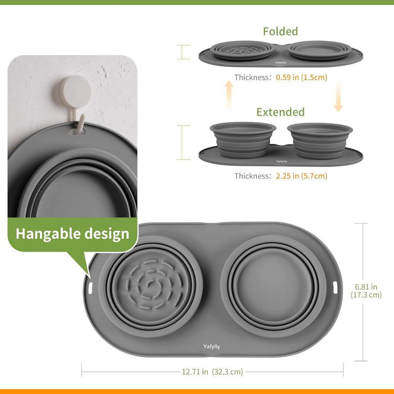 Collapsible Dog Bowl Set for Food and Water, Portable Travel Pet Bowls for Dogs and Cats, Foldable Feeding Bowls for Walking, Hiking and Camping