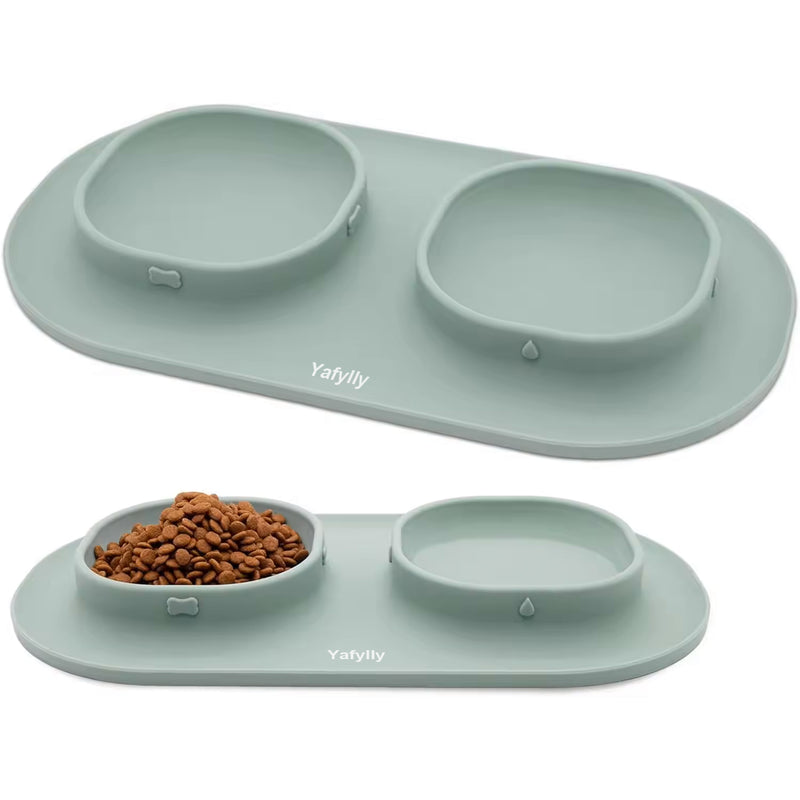 Dog Food and Water Bowls Set with No-Spill Base, Non-Slip Pet Feeding Station for Dogs and Cats, Raised Double Bowl Set for Daily Meals